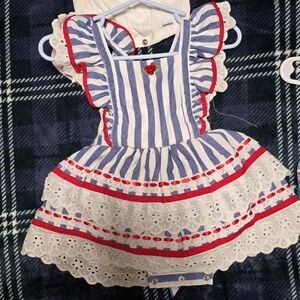 Blue and White Striped Kids Casual Dress